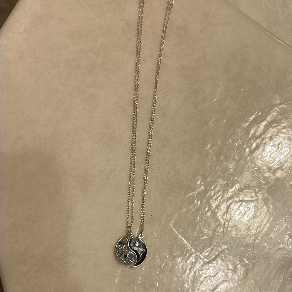 Minimalist Silver and Black Pendant Best Friend Necklaces
